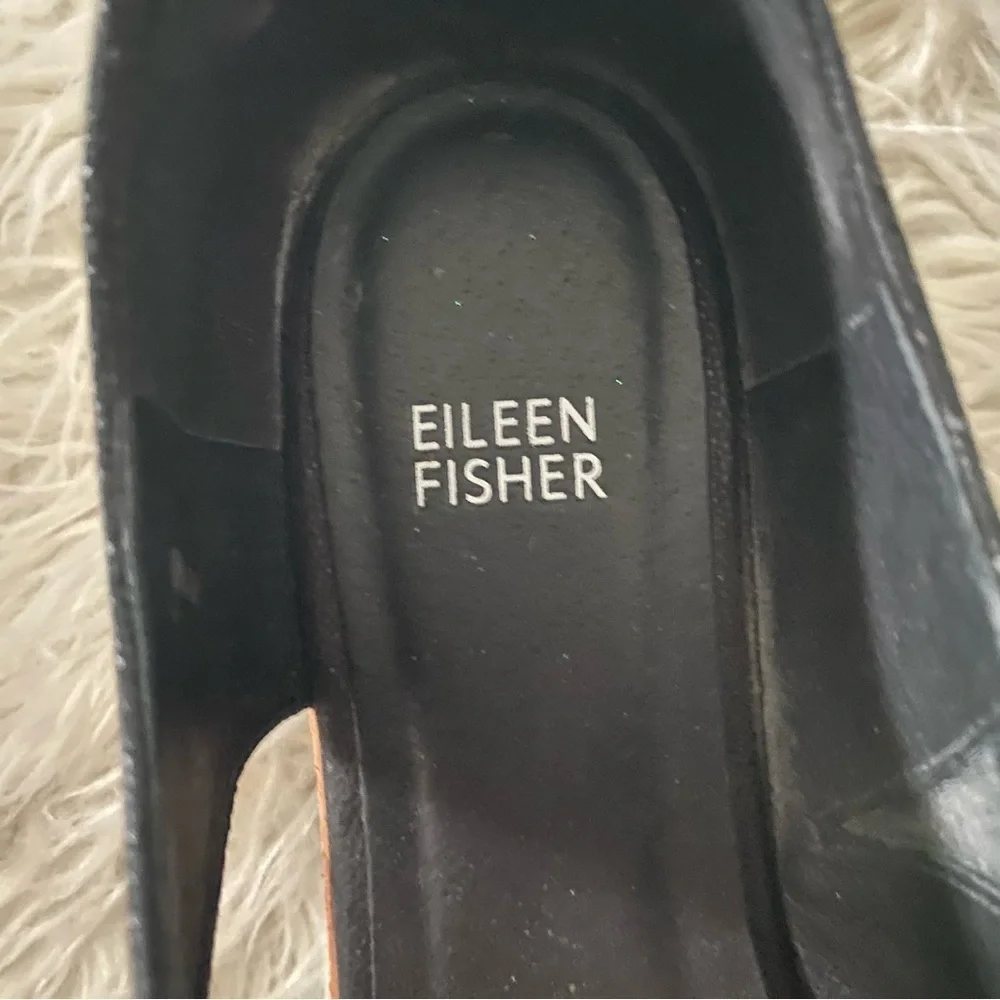 Eileen Fisher Match Suede Zip Demi-wedge Sandals Black Size 9.5 Leather